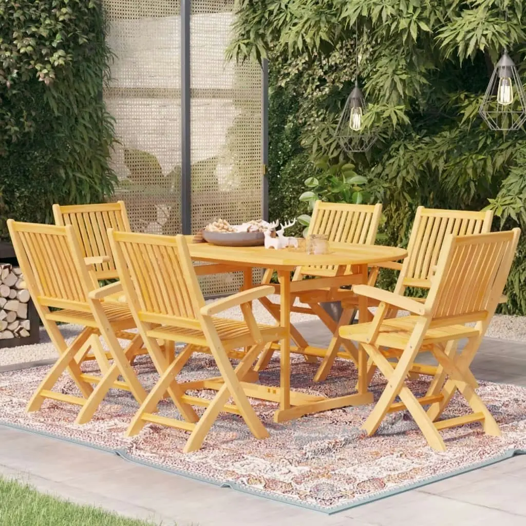 7 Piece Garden Dining Set Solid Teak Wood 3059561