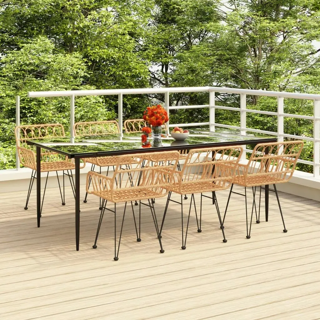 7 Piece Garden Dining Set Poly Rattan 3157850