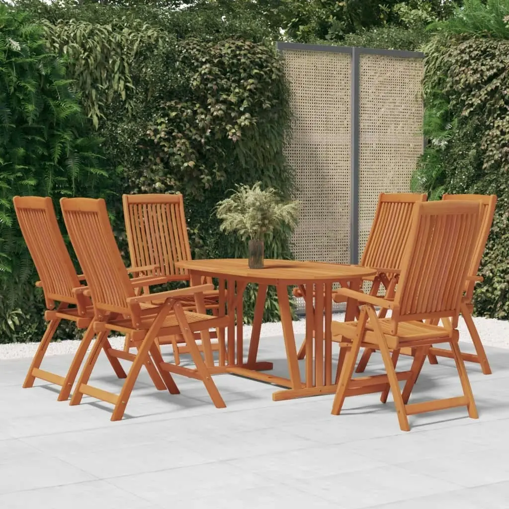 7 Piece Garden Dining Set Solid Wood Eucalyptus 3087340