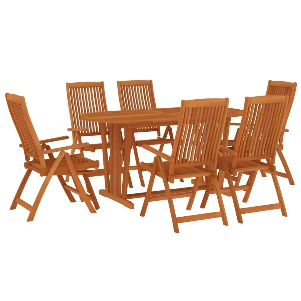 7 Piece Garden Dining Set Solid Wood Eucalyptus 3087340