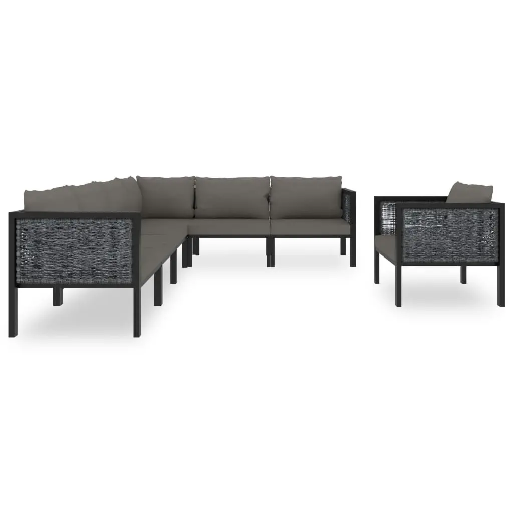 7 Piece Garden Lounge Set with Cushions Poly Rattan Anthracite 49403