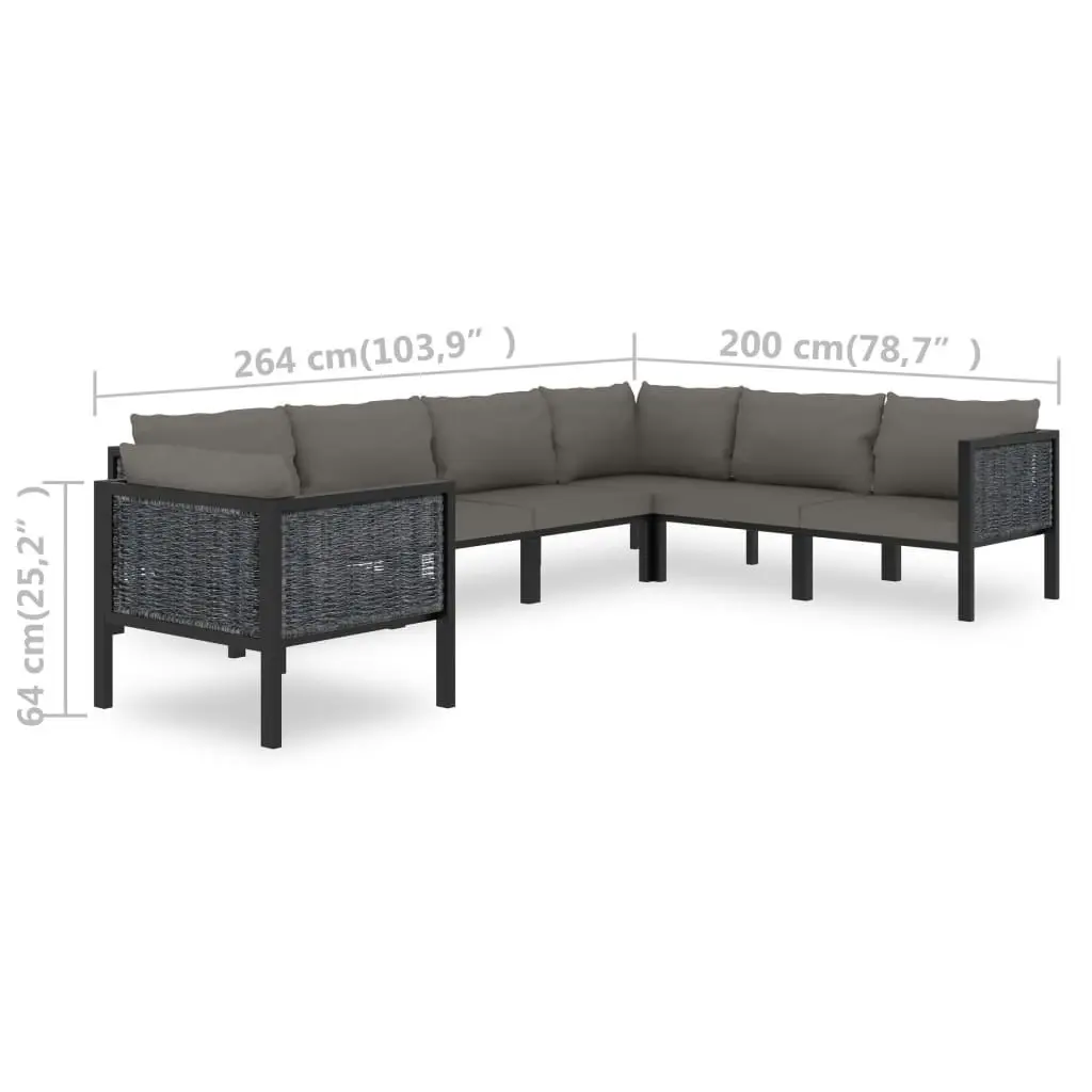 7 Piece Garden Lounge Set with Cushions Poly Rattan Anthracite 49403