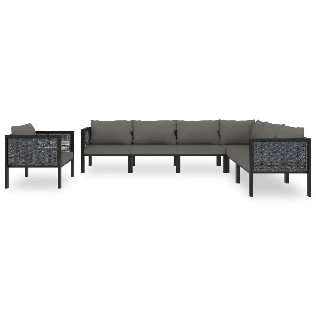 7 Piece Garden Lounge Set with Cushions Poly Rattan Anthracite 49403