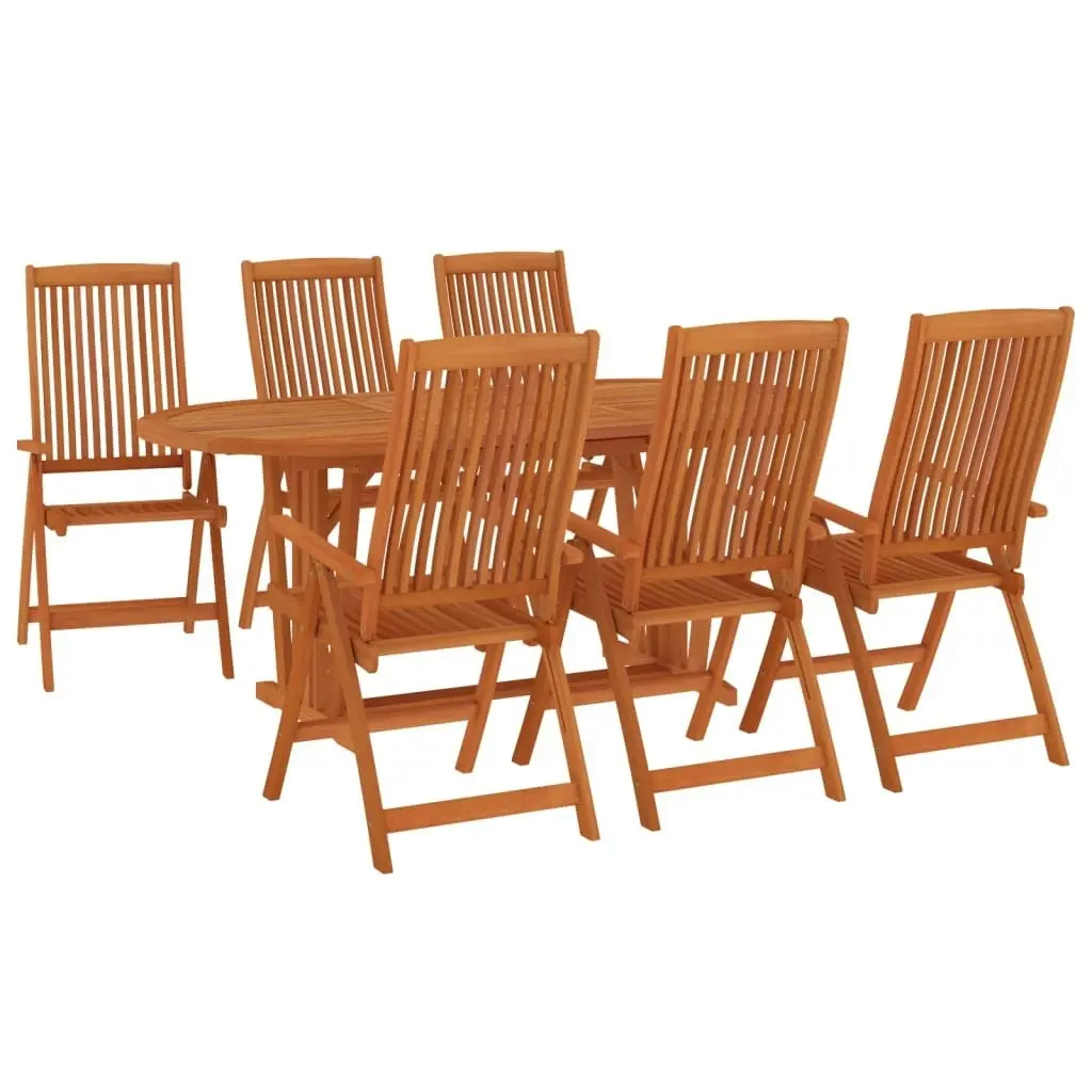 7 Piece Garden Dining Set Solid Wood Eucalyptus 3087342