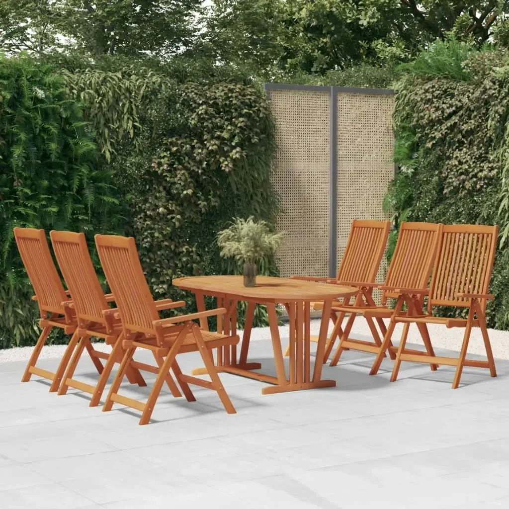 7 Piece Garden Dining Set Solid Wood Eucalyptus 3087342