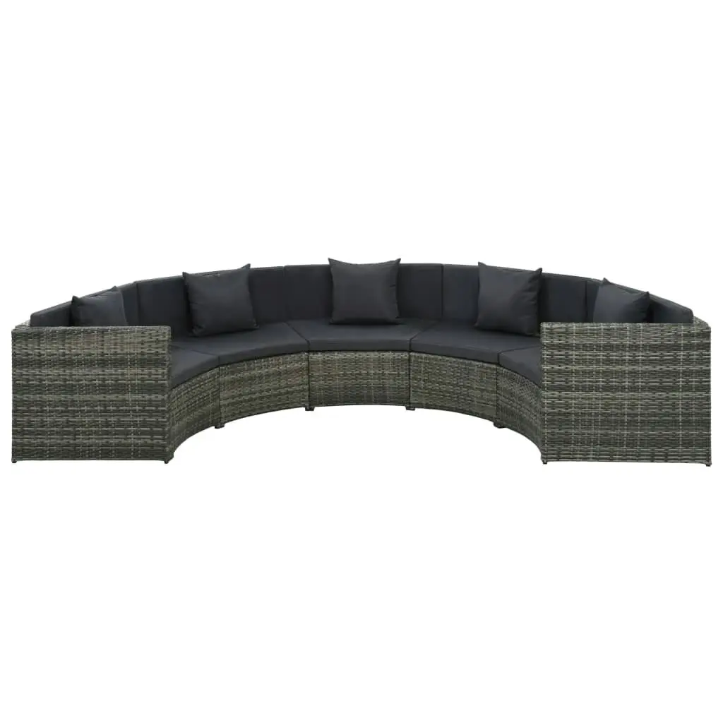 7 Piece Garden Lounge Set with Cushions Poly Rattan Grey 44487