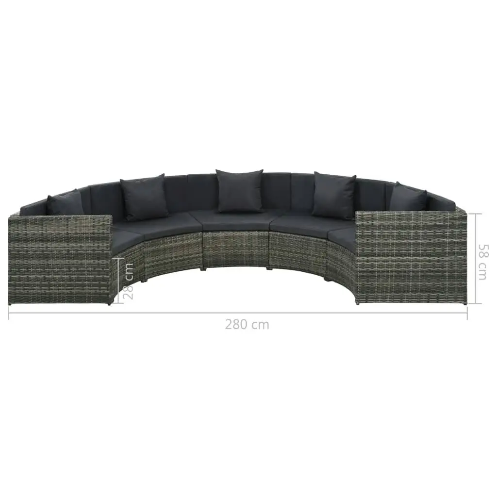 7 Piece Garden Lounge Set with Cushions Poly Rattan Grey 44487