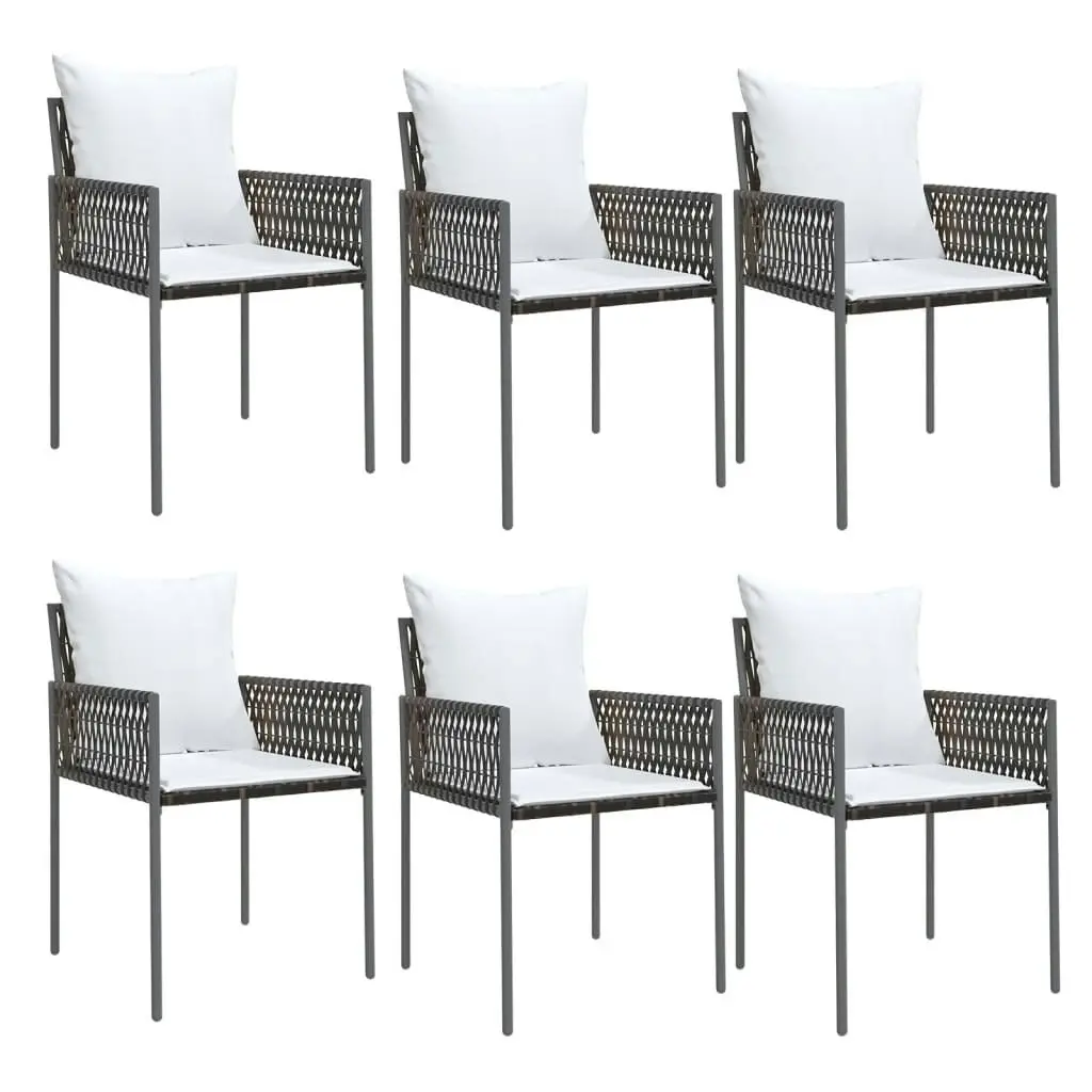 7 Piece Garden Dining Set with Cushions Poly Rattan and Steel 3187054