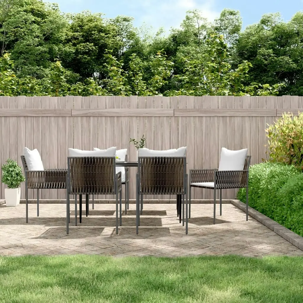 7 Piece Garden Dining Set with Cushions Poly Rattan and Steel 3187054