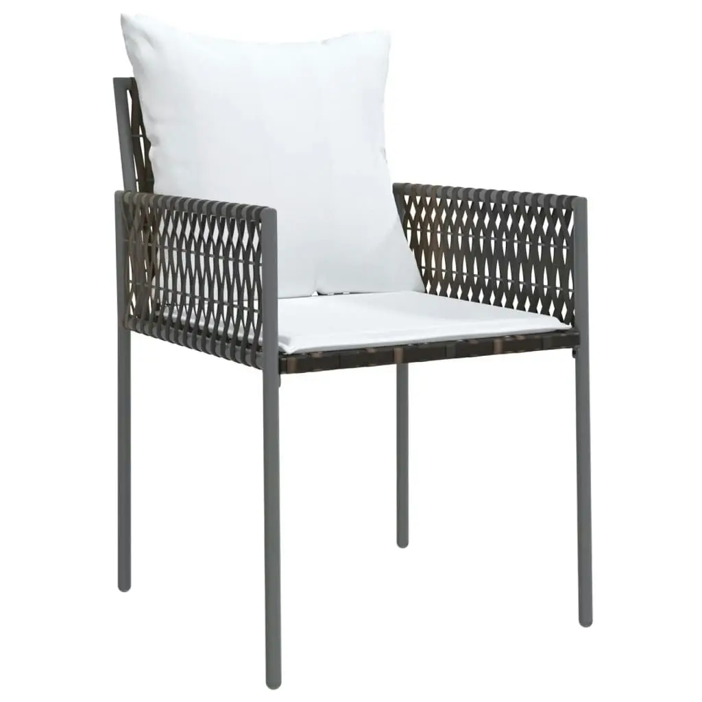 7 Piece Garden Dining Set with Cushions Poly Rattan and Steel 3187054