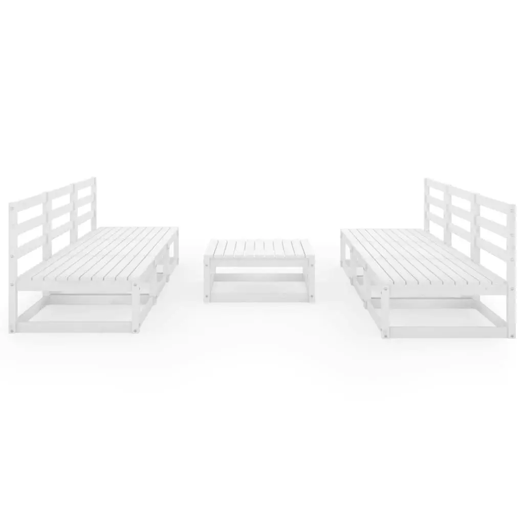 7 Piece Garden Lounge Set White Solid Pinewood 3075315