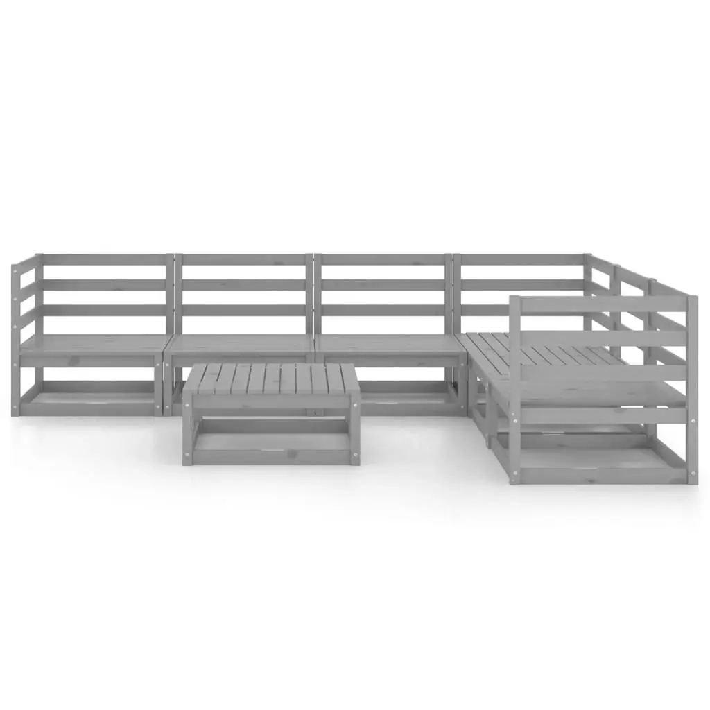 7 Piece Garden Lounge Set Grey Solid Pinewood 3075741