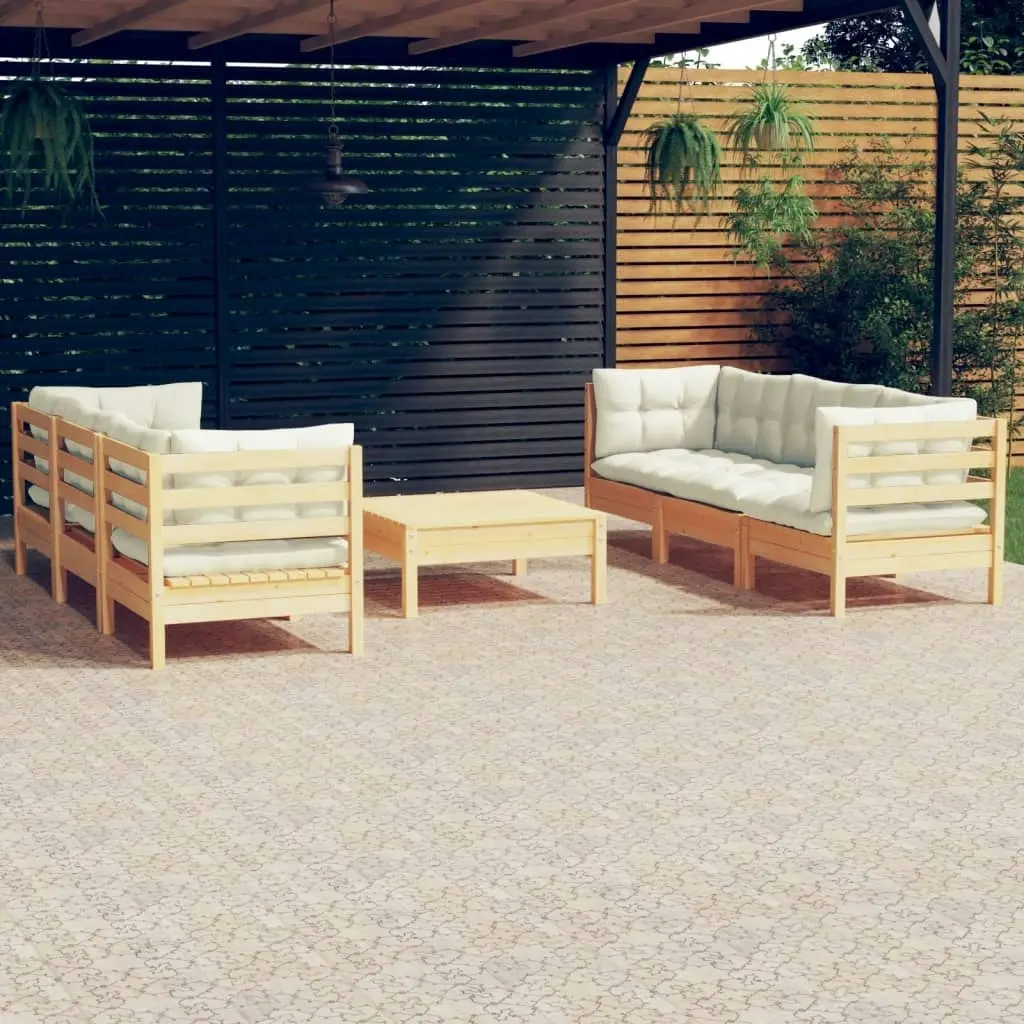 7 Piece Garden Lounge Set with Cream Cushions Pinewood 3096118