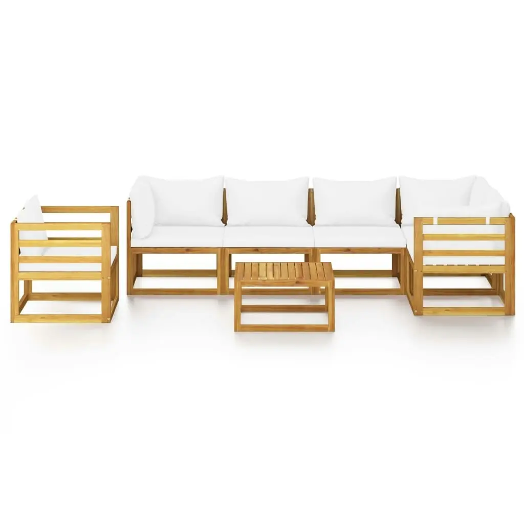 7 Piece Garden Lounge Set with Cushion Cream Solid Acacia Wood 3057660