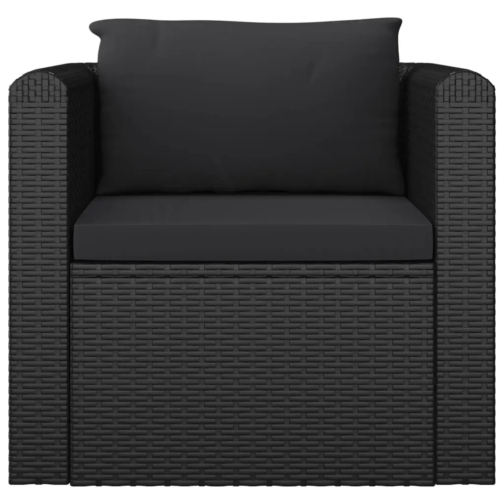 7 Piece Garden Lounge Set with Cushions Poly Rattan Black 3059500