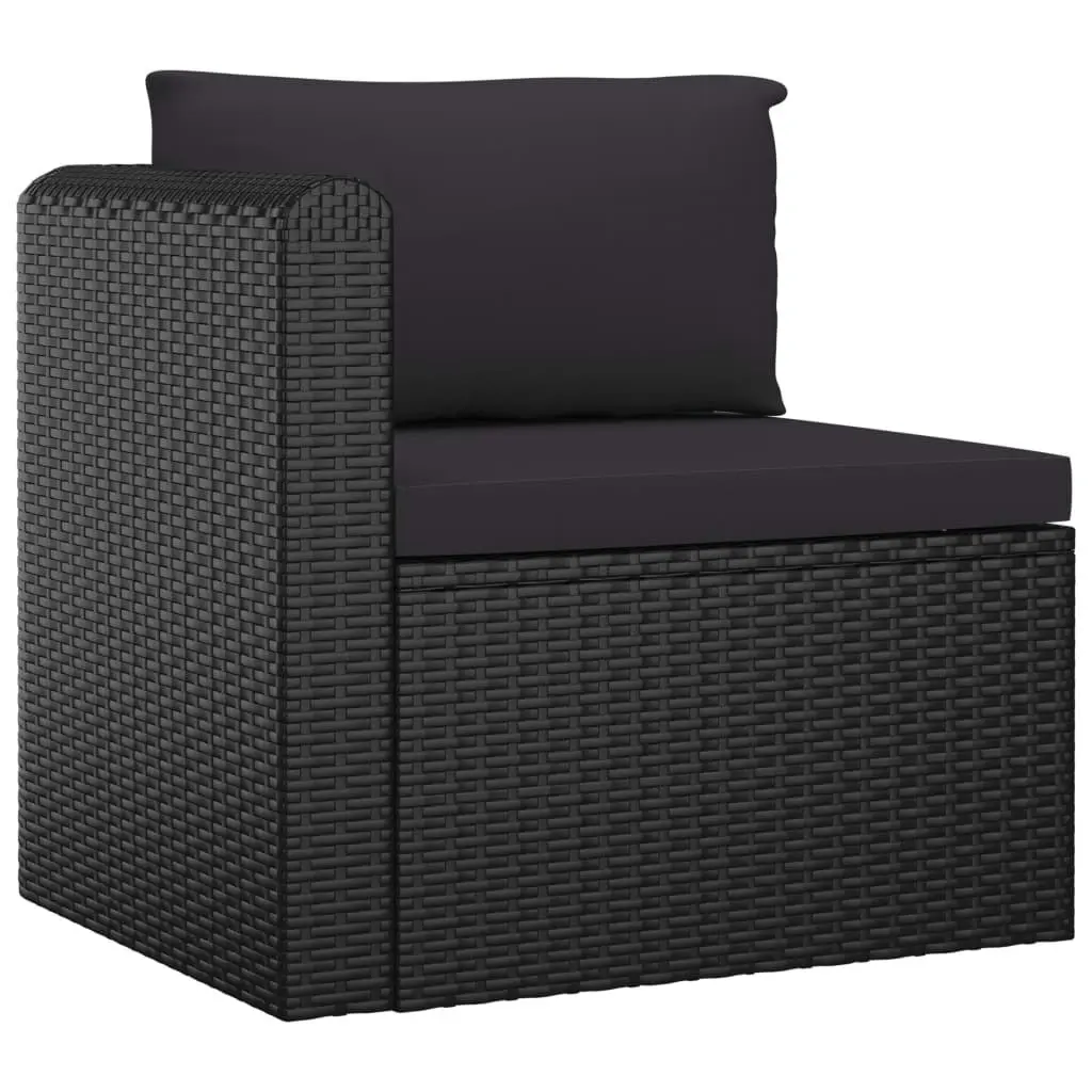 7 Piece Garden Lounge Set with Cushions Poly Rattan Black 3059500