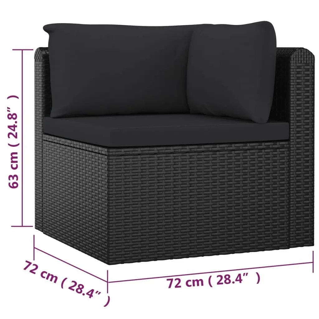 7 Piece Garden Lounge Set with Cushions Poly Rattan Black 3059500