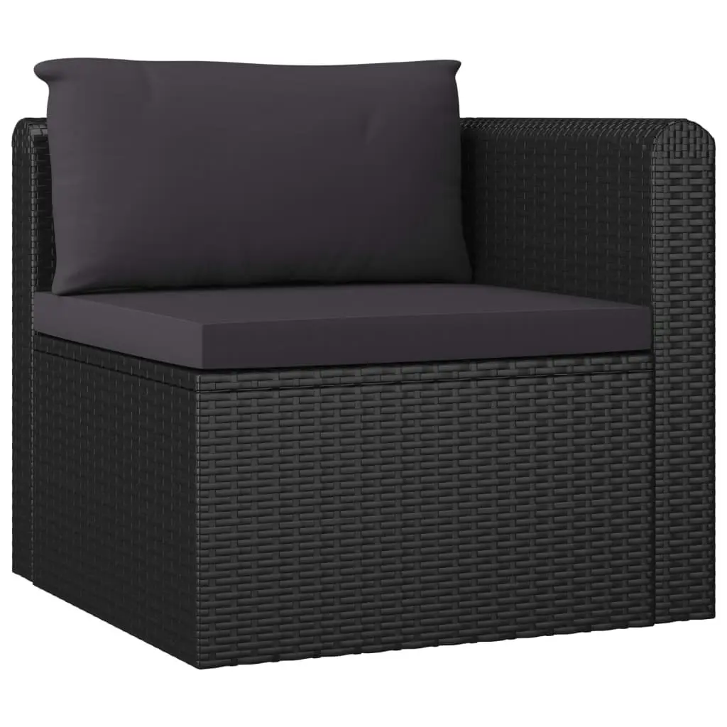 7 Piece Garden Lounge Set with Cushions Poly Rattan Black 3059500