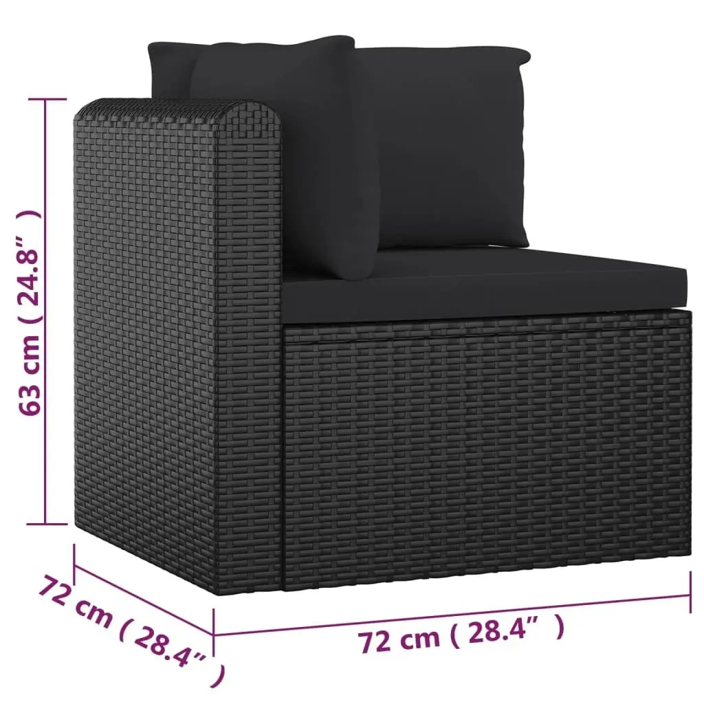 7 Piece Garden Lounge Set with Cushions Poly Rattan Black 3059500