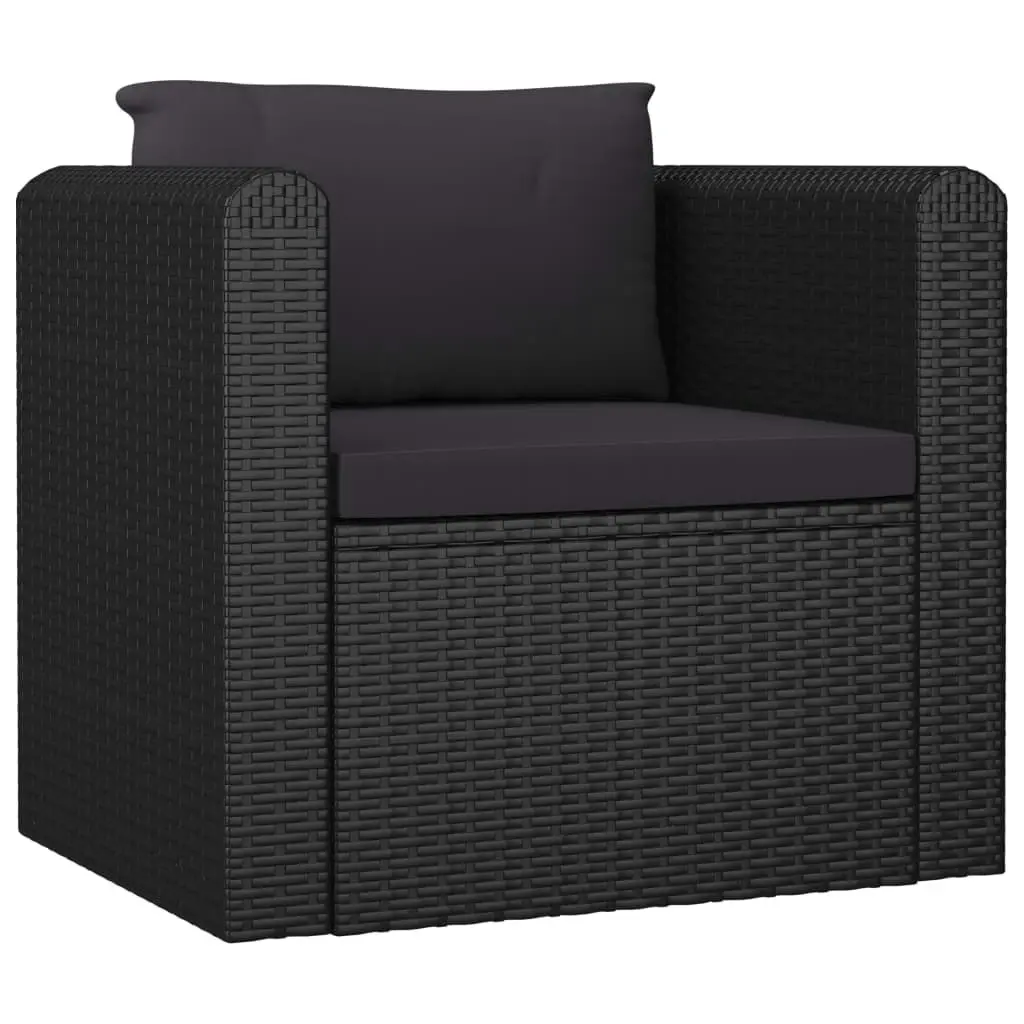 7 Piece Garden Lounge Set with Cushions Poly Rattan Black 3059500