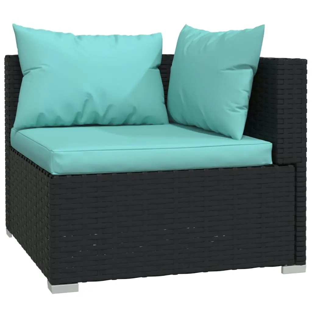 7 Piece Garden Lounge Set with Cushions Poly Rattan Black 3102329