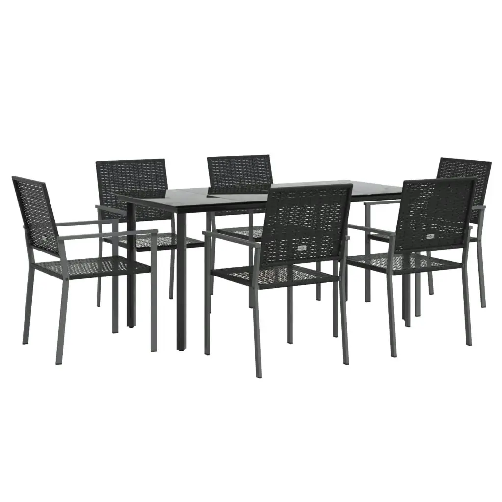 7 Piece Garden Dining Set Poly Rattan and Steel 3187028