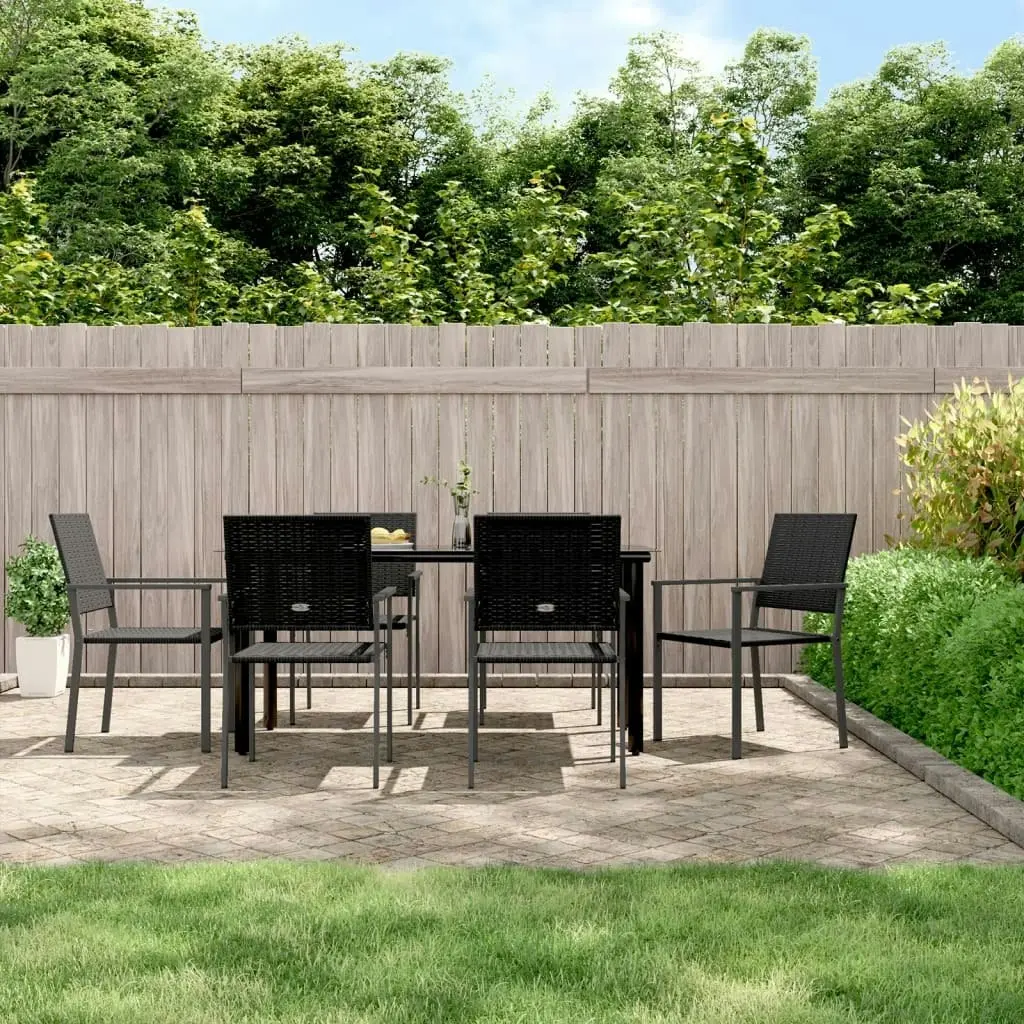 7 Piece Garden Dining Set Poly Rattan and Steel 3187028