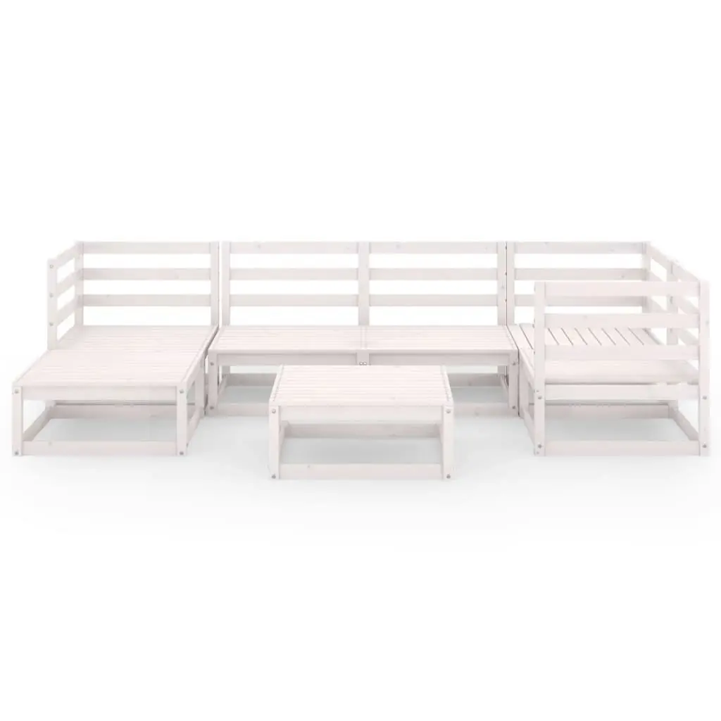 7 Piece Garden Lounge Set White Solid Pinewood 3075690