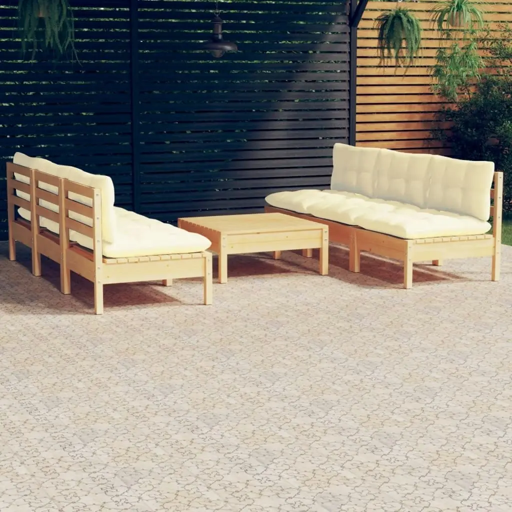 7 Piece Garden Lounge Set with Cream Cushions Pinewood 3096094