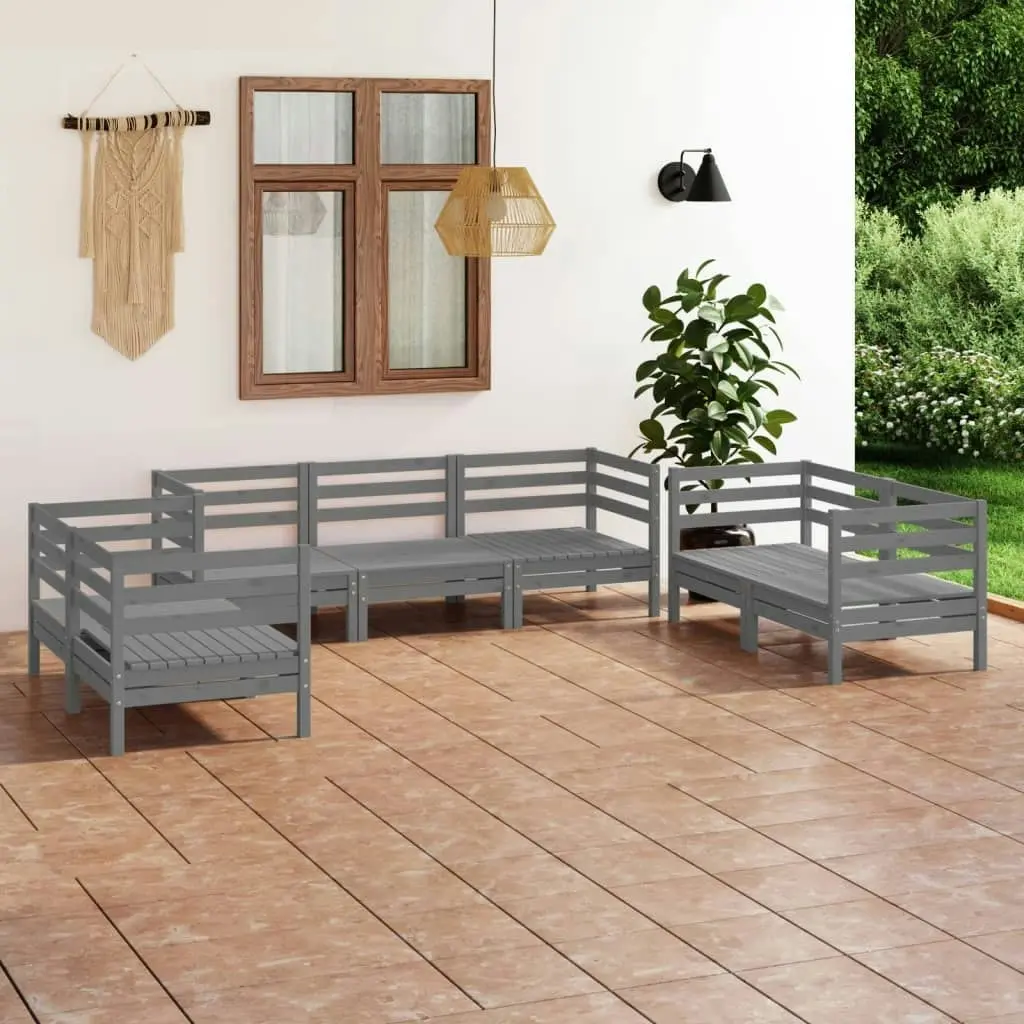 7 Piece Garden Lounge Set Grey Solid Pinewood 3082594