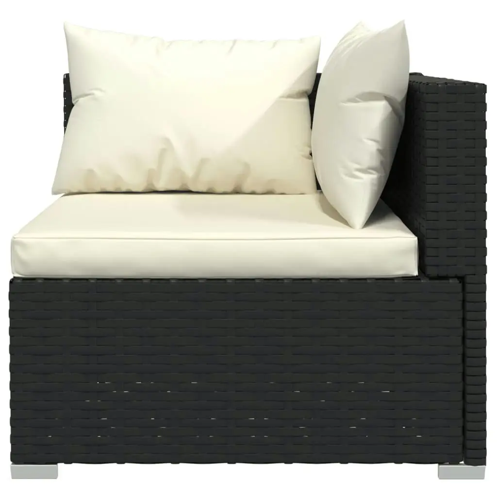 7 Piece Garden Lounge Set with Cushions Poly Rattan Black 3101735