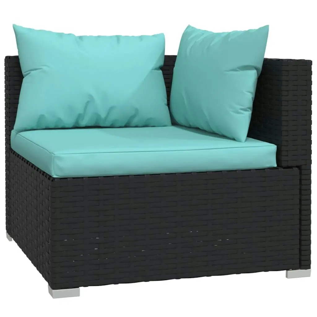 7 Piece Garden Lounge Set with Cushions Poly Rattan Black 3102265