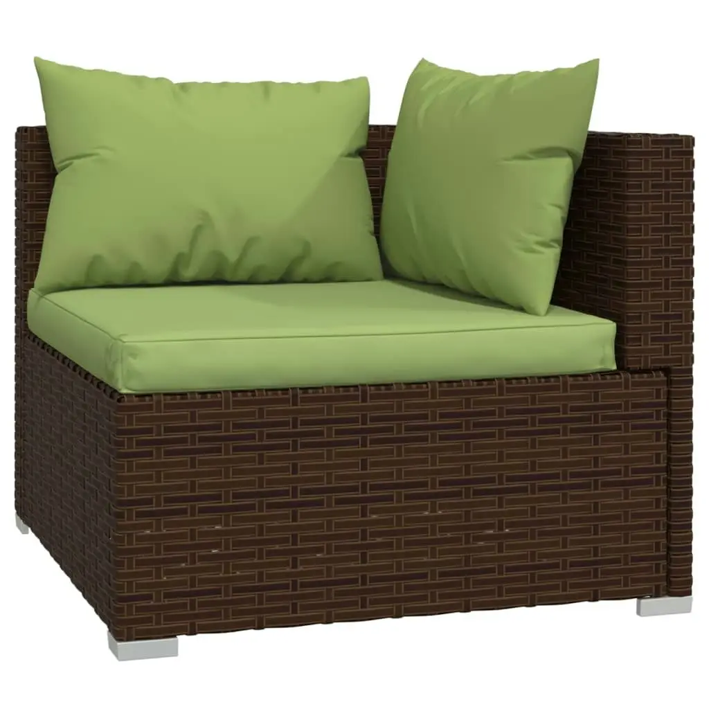 7 Piece Garden Lounge Set with Cushions Poly Rattan Brown 3101740