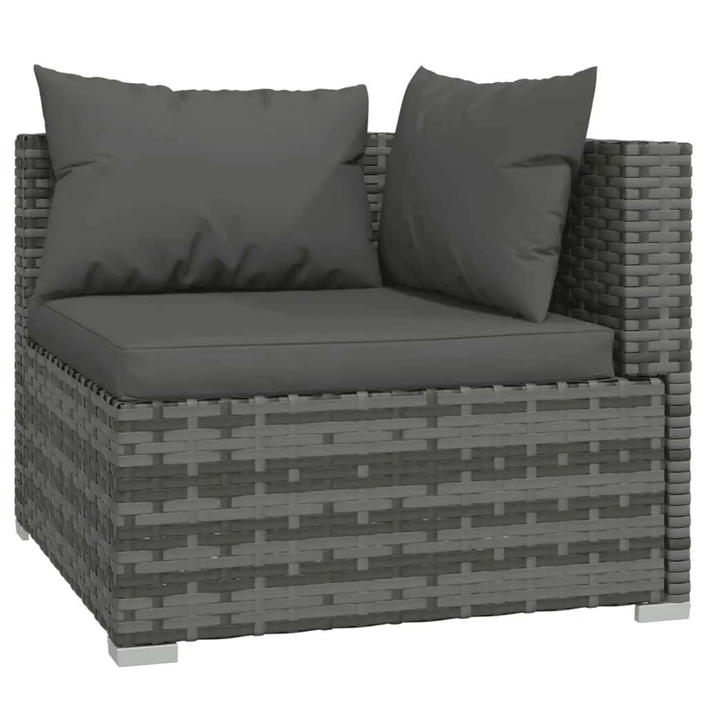 7 Piece Garden Lounge Set with Cushions Poly Rattan Grey 3101749