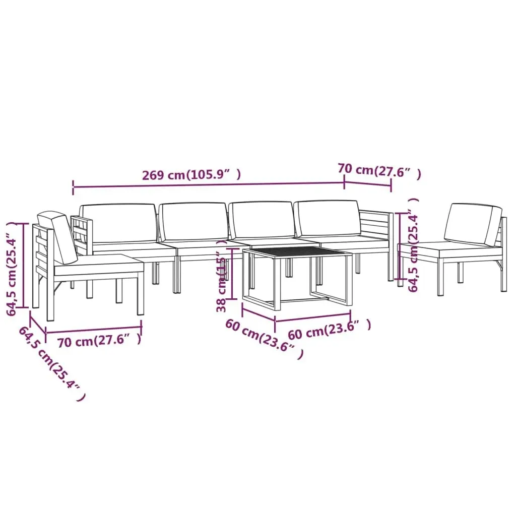 7 Piece Garden Lounge Set with Cushions Aluminium Anthracite 3107794