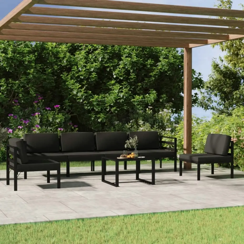 7 Piece Garden Lounge Set with Cushions Aluminium Anthracite 3107794