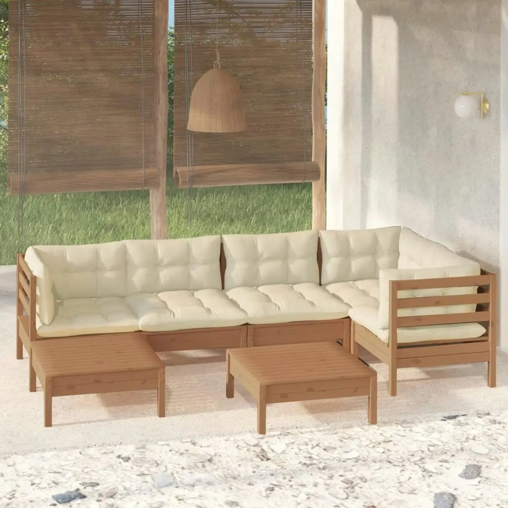 7 Piece Garden Lounge Set with Cushions Honey Brown Pinewood 3096547