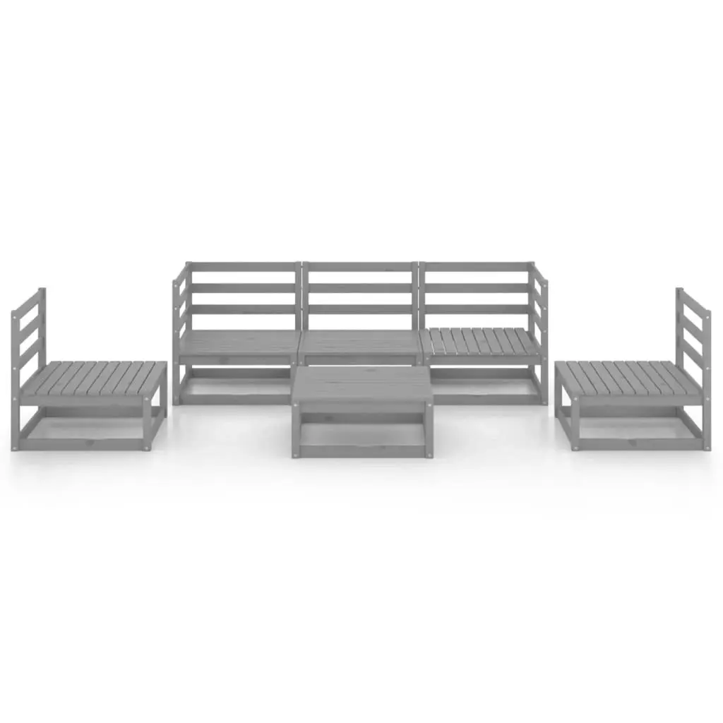 6 Piece Garden Lounge Set Grey Solid Pinewood 3075396