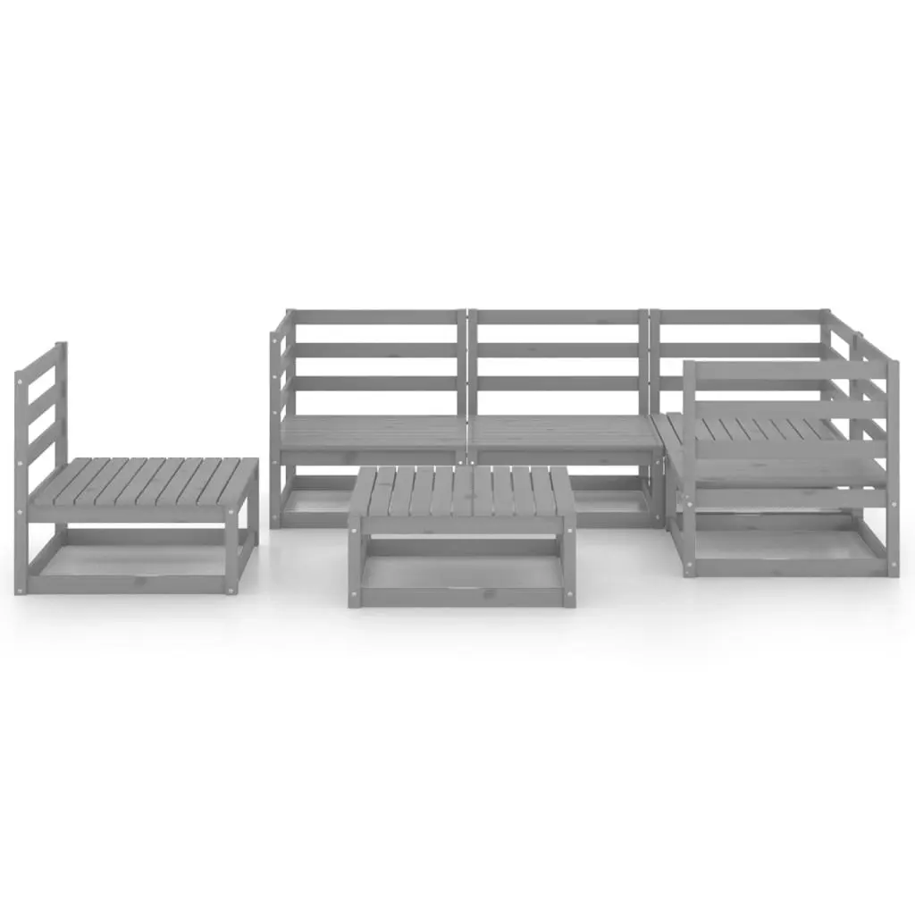 6 Piece Garden Lounge Set Grey Solid Pinewood 3075581