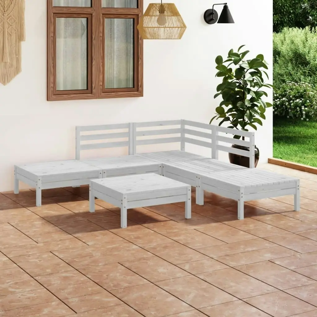 6 Piece Garden Lounge Set Solid Pinewood White 3082643