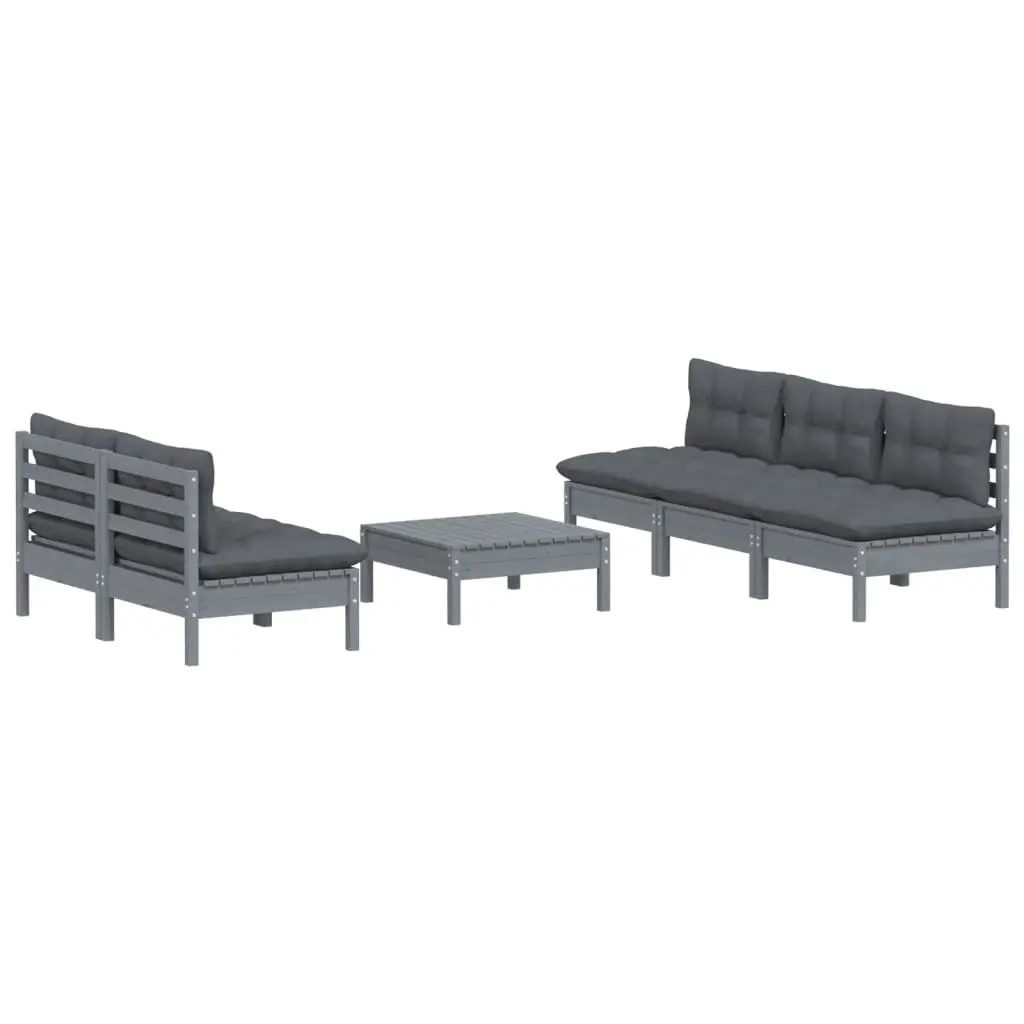 6 Piece Garden Lounge Set with Anthracite Cushions Pinewood 3096090