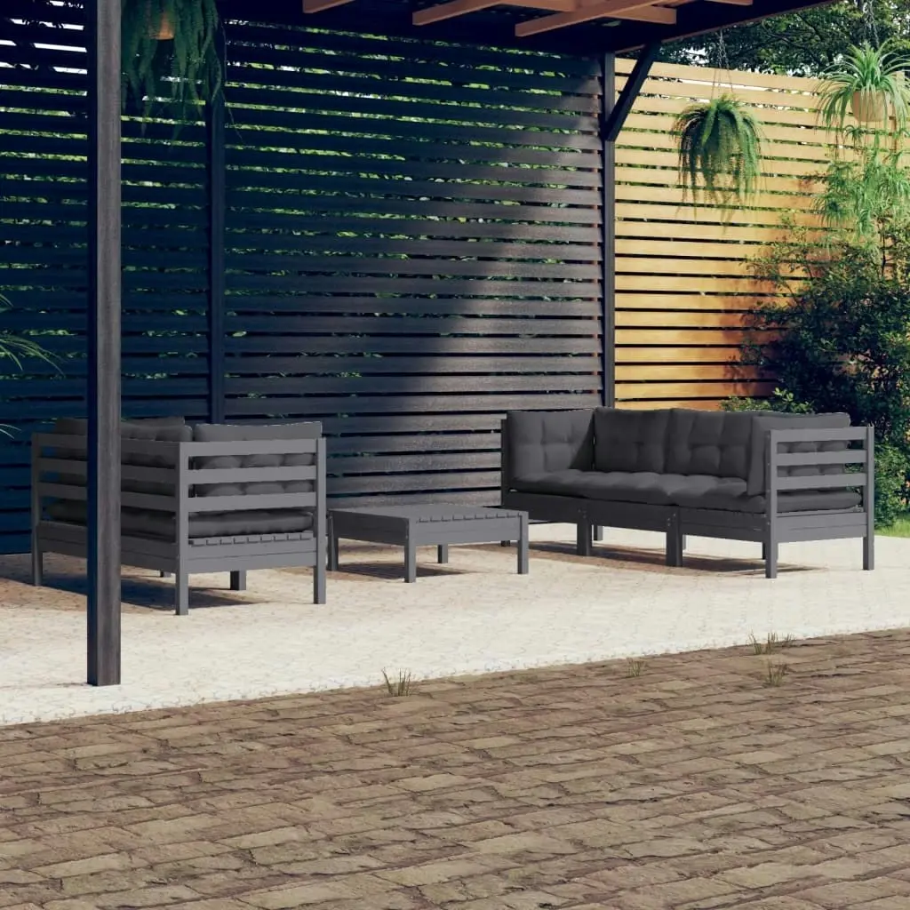 6 Piece Garden Lounge Set with Anthracite Cushions Pinewood 3096114