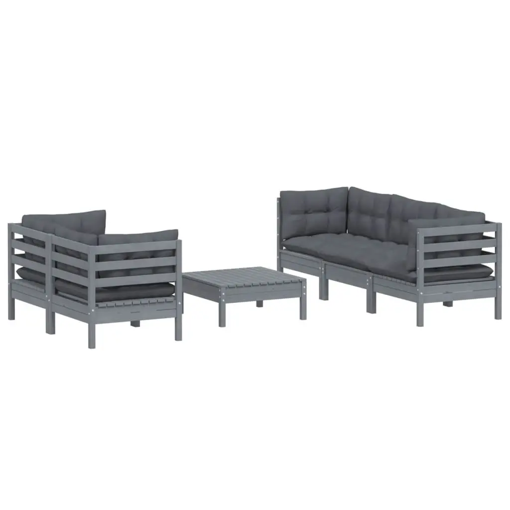 6 Piece Garden Lounge Set with Anthracite Cushions Pinewood 3096114