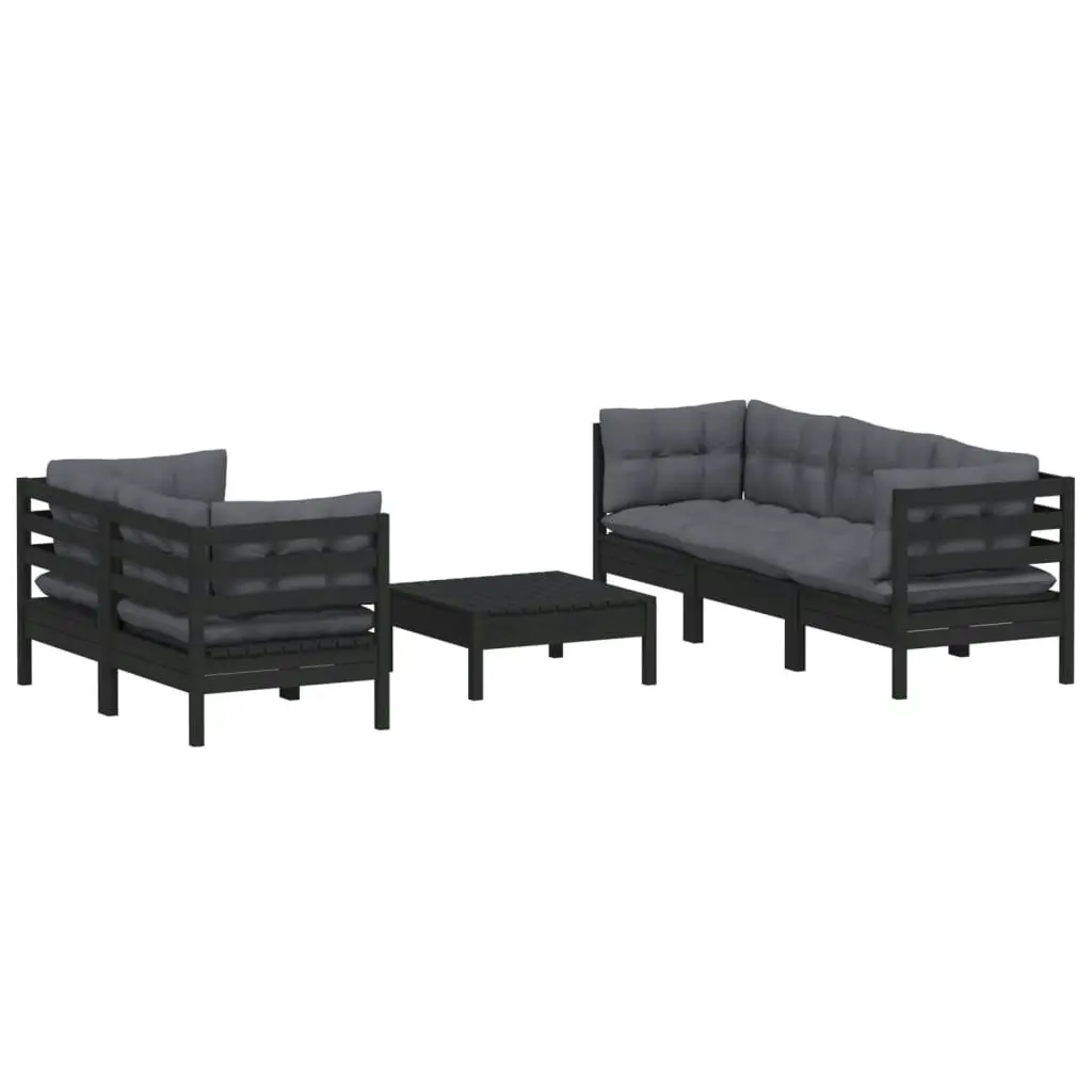 6 Piece Garden Lounge Set with Anthracite Cushions Pinewood 3096116