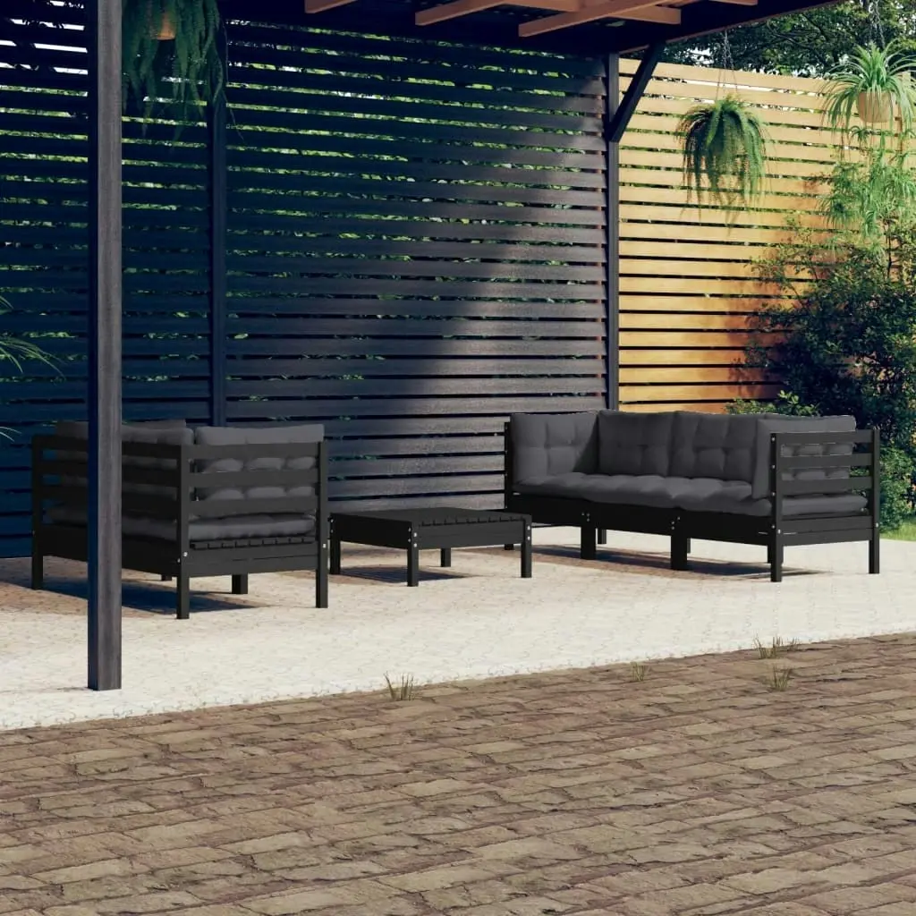 6 Piece Garden Lounge Set with Anthracite Cushions Pinewood 3096116