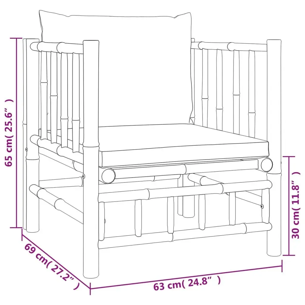 6 Piece Garden Lounge Set with Cream White Cushions  Bamboo 3155179