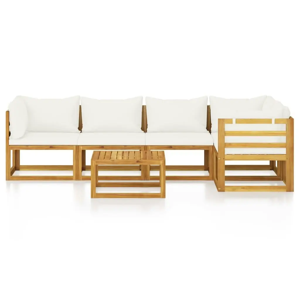 6 Piece Garden Lounge Set with Cushion Cream Solid Acacia Wood 3057656