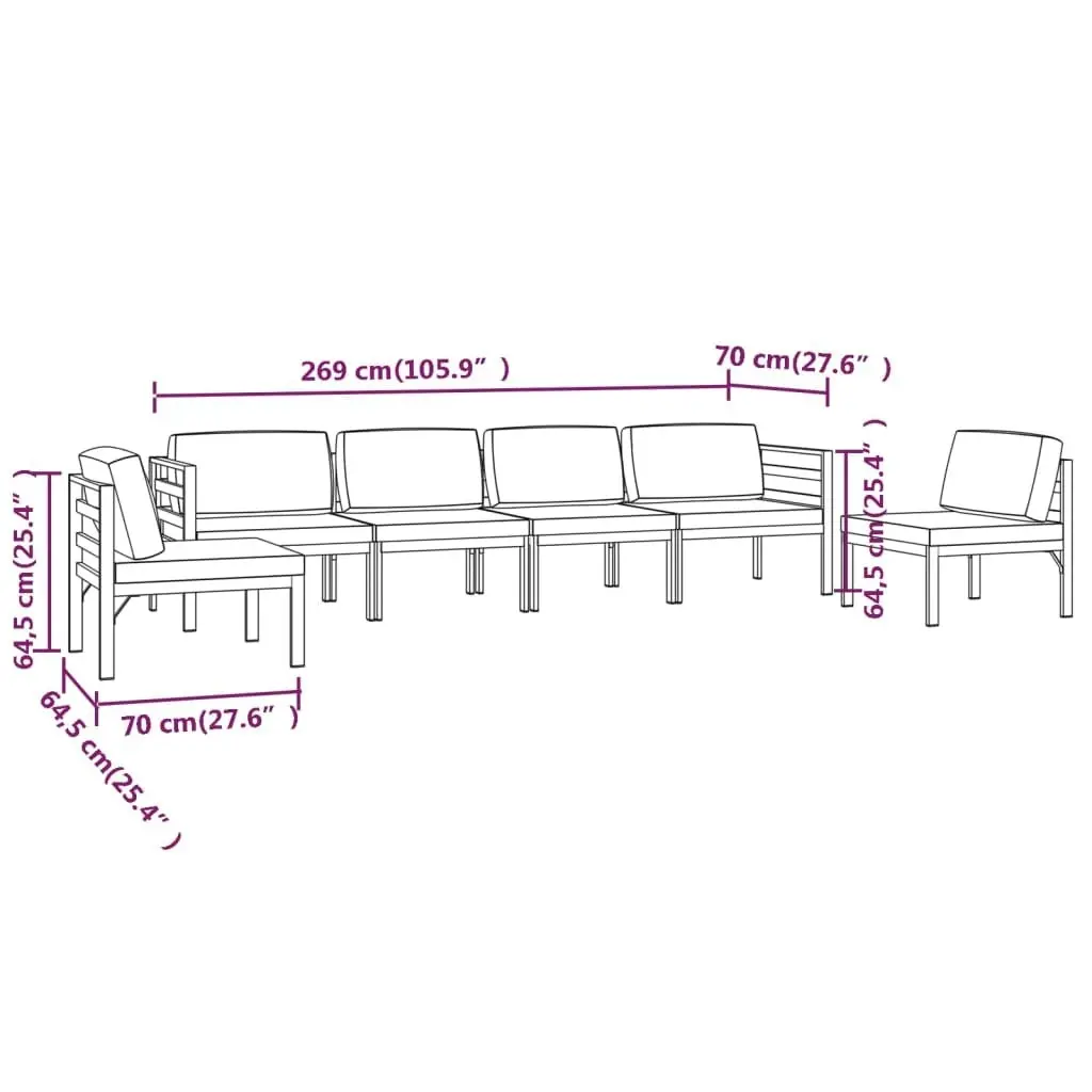 6 Piece Garden Lounge Set with Cushions Aluminium Anthracite 3107793