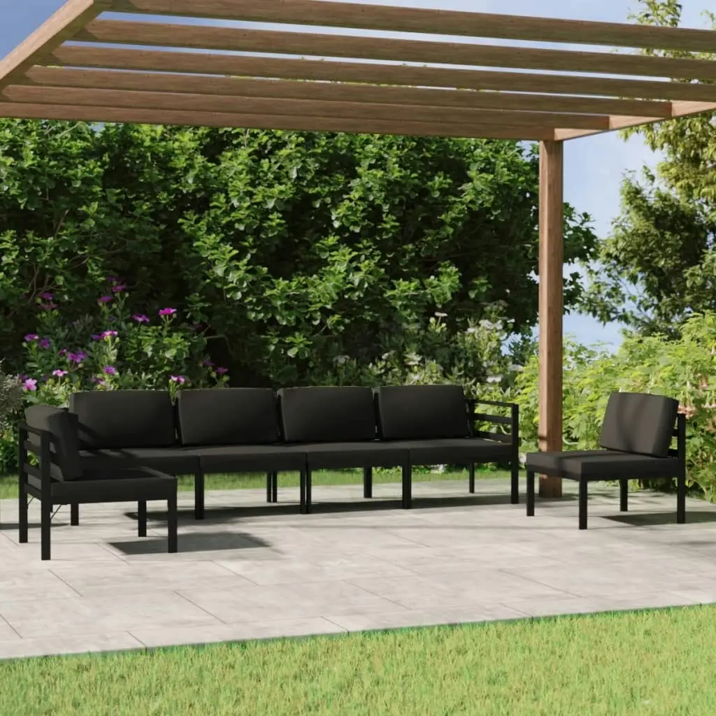 6 Piece Garden Lounge Set with Cushions Aluminium Anthracite 3107793