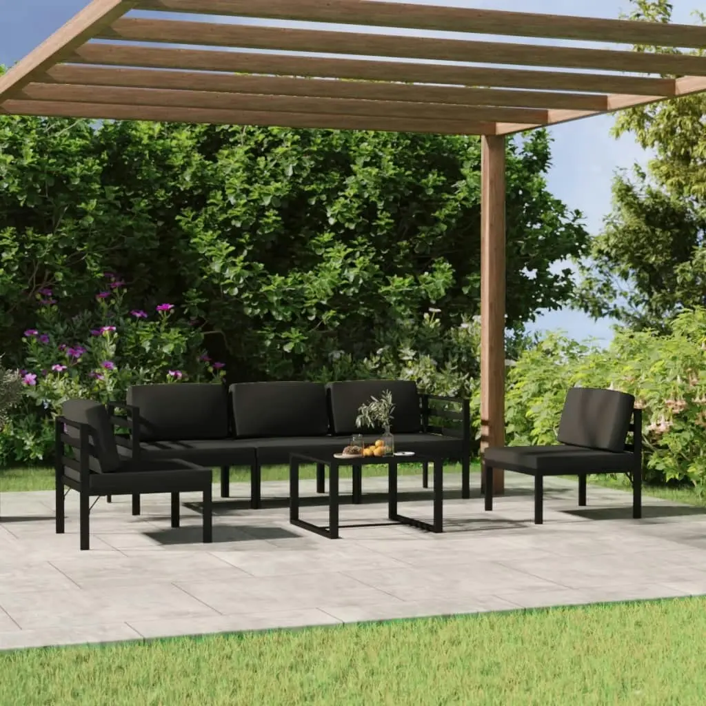 6 Piece Garden Lounge Set with Cushions Aluminium Anthracite 3107791